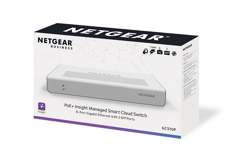 8-port Gigabit PoE+ (130W) Insight Managed Smart Cloud Switch w/ 2 SFP, rackmount kit