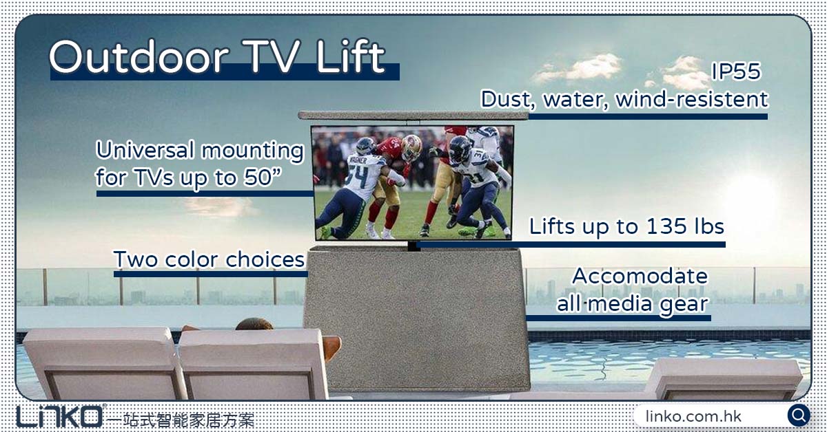 Firgelli Automations Outdoor TV Lift Cabinet – Build your outdoor private theatre! - LINKO SMART TECHNOLOGY LIMITED