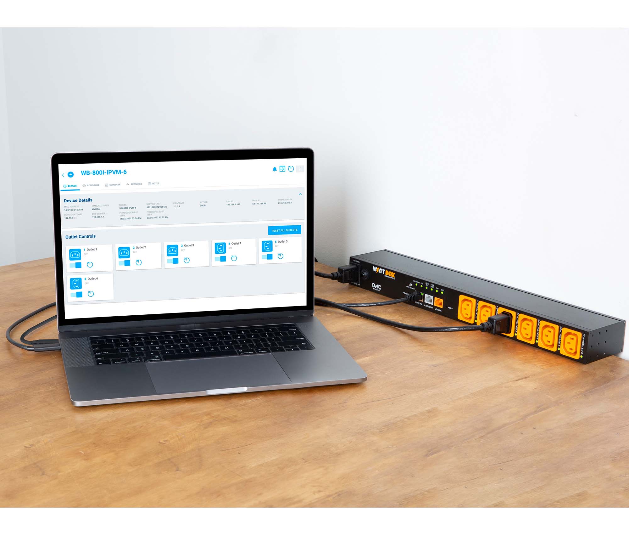 WattBox® 800I Series IP Surge Protector | 6 Individually Controlled & Metered Outlets WB-800I-IPVM-6