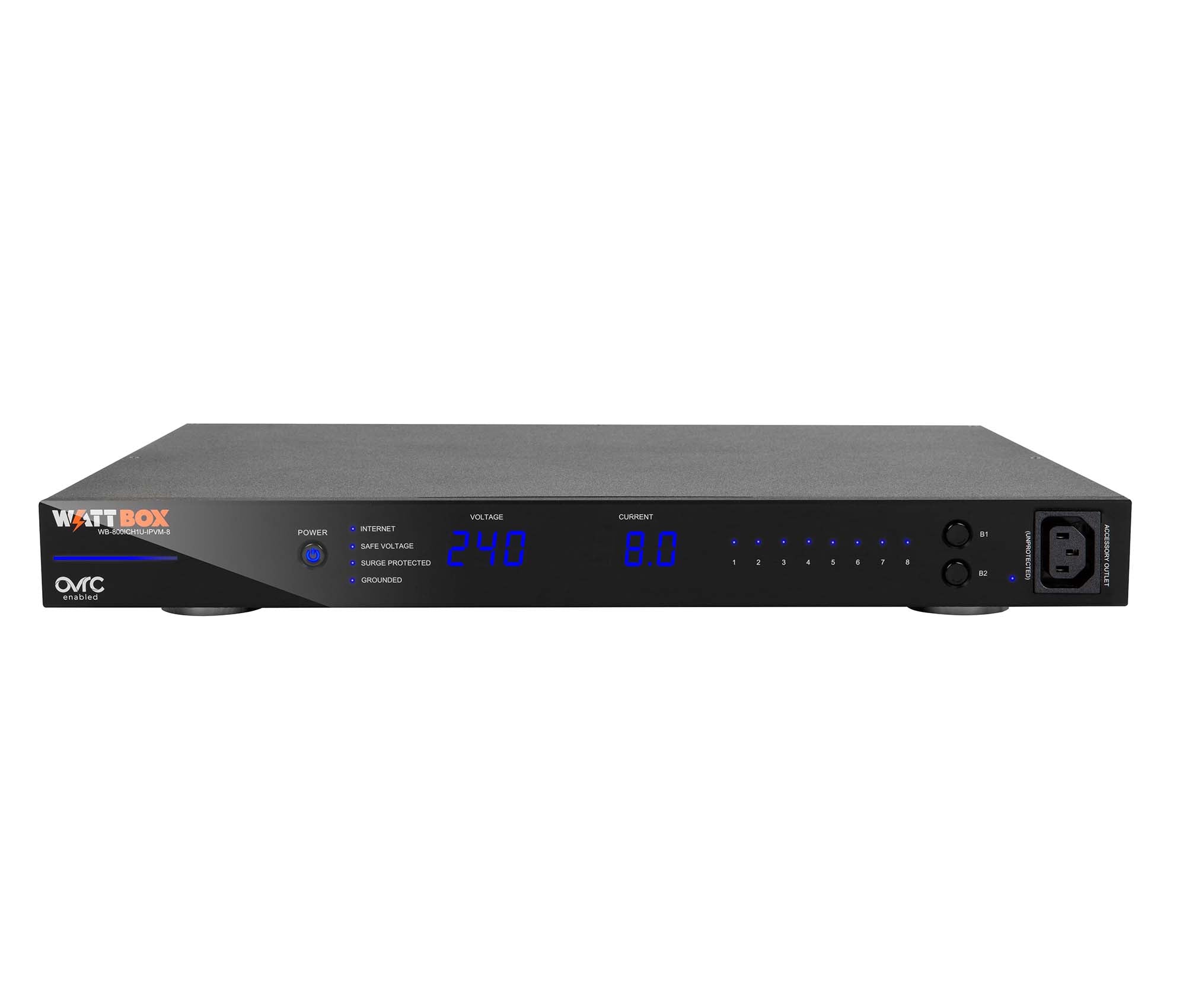 WattBox® 1U Integrated Faceplate IP Power Conditioner | 8 Individually Metered & Controlled Outlets
WB-800ICH1U-IPVM-8
