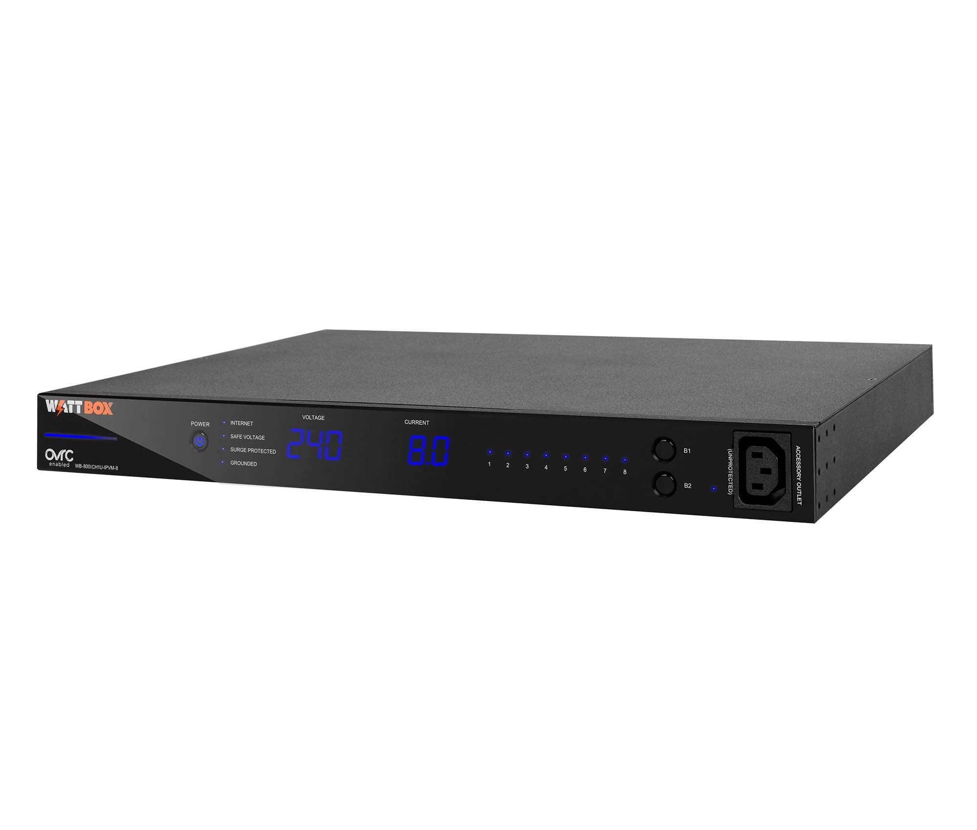 WattBox® 1U Integrated Faceplate IP Power Conditioner | 8 Individually Metered & Controlled Outlets
WB-800ICH1U-IPVM-8