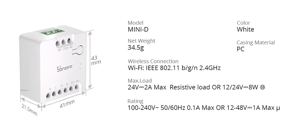 SONOFF MINI Dry Wi-Fi Smart Switch MINI-D