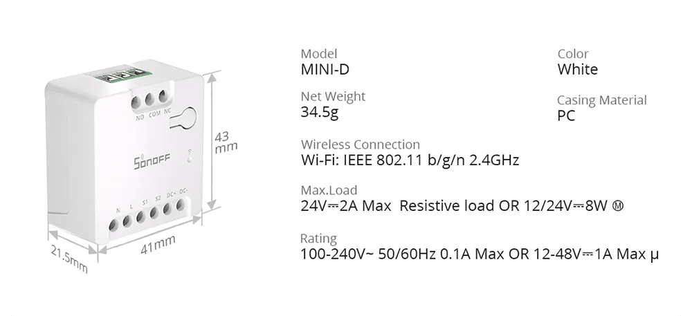 SONOFF MINI Dry Wi-Fi Smart Switch MINI-D - LINKO SMART TECHNOLOGY LIMITED