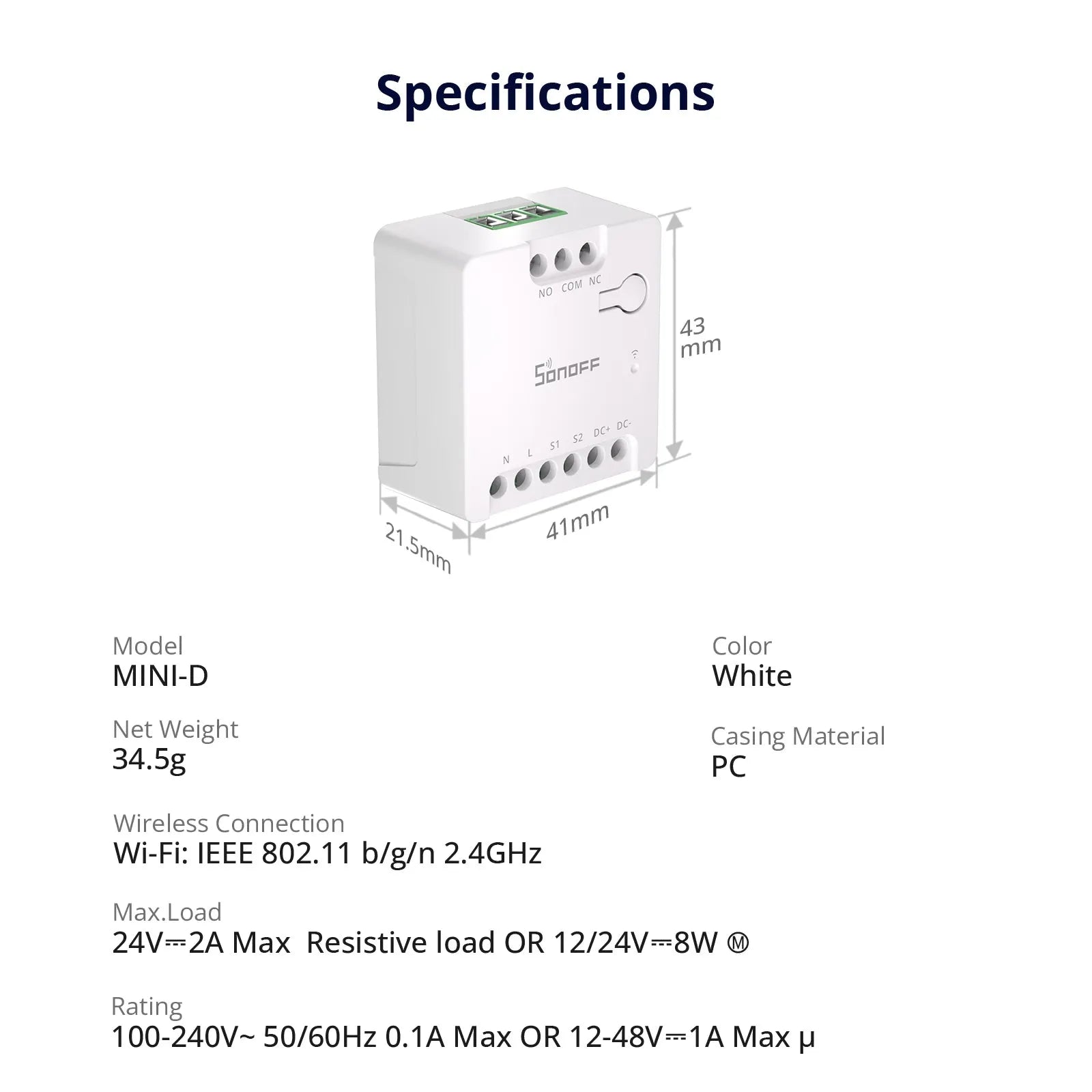 SONOFF MINI Dry Wi-Fi Smart Switch MINI-D