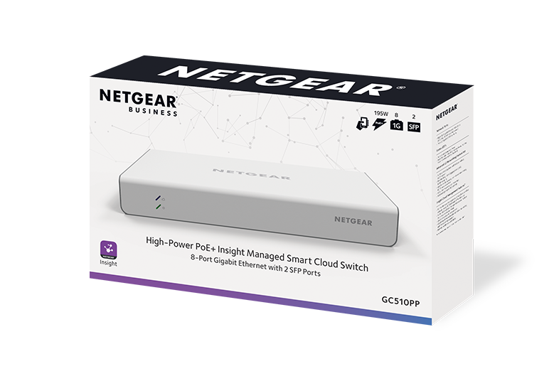 8-port Gigabit PoE+ (195W) Insight Managed Smart Cloud Switch w/ 2 SFP, rackmount kit