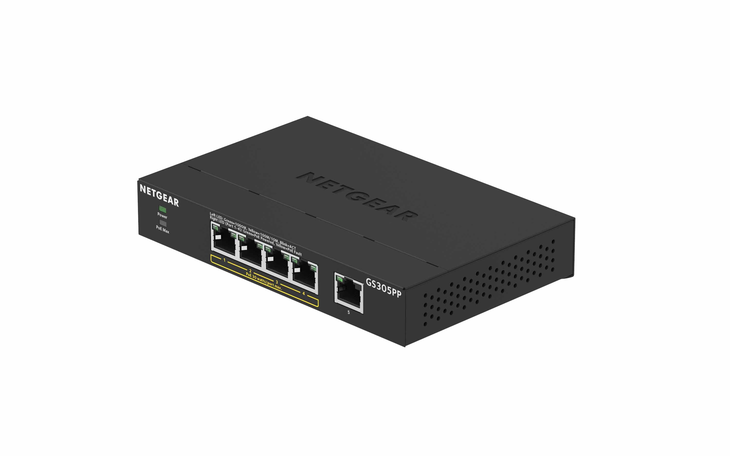 5-port Gigabit Unmanaged Switch w/4 PoE+ (83W), Metal, Fanless