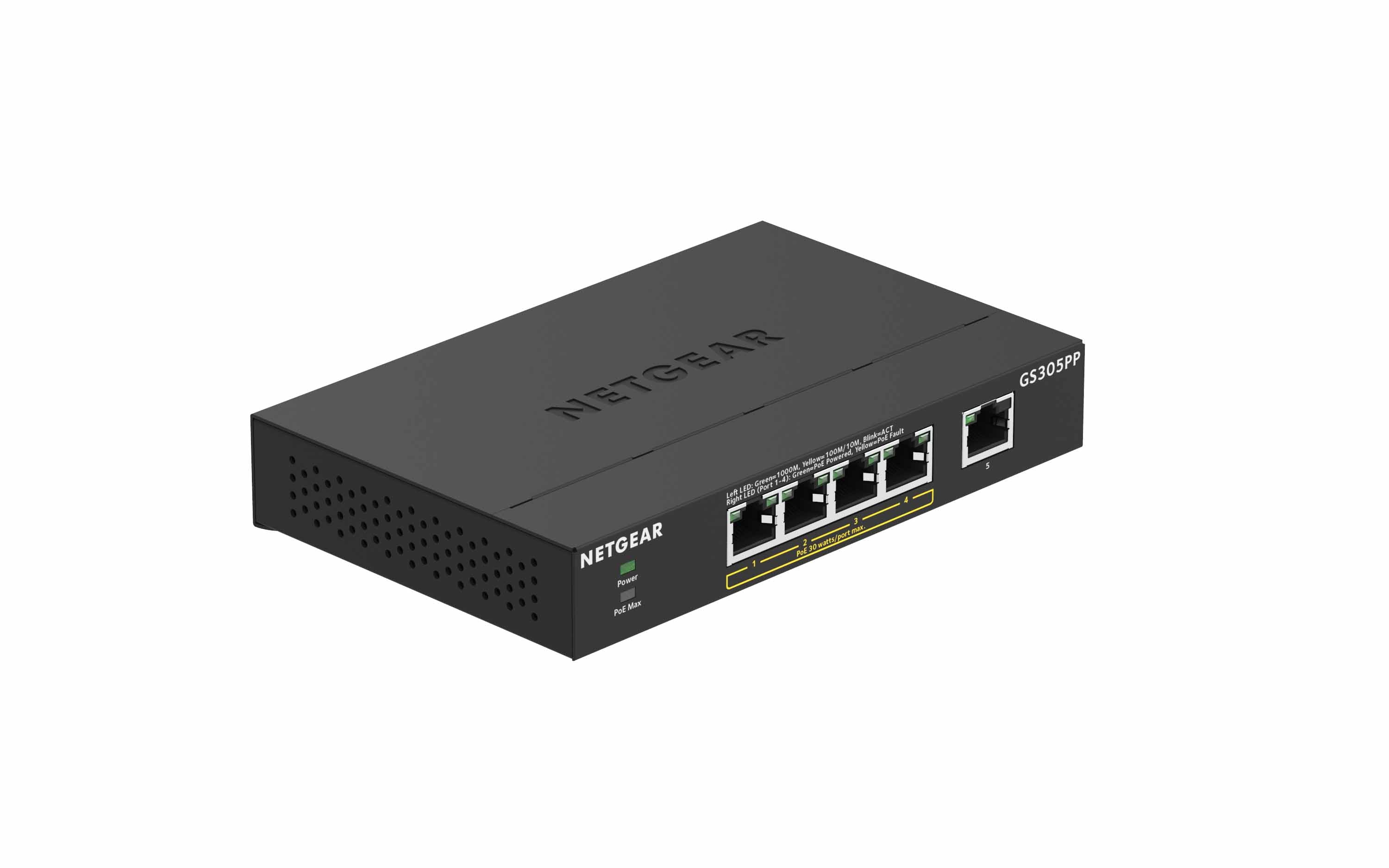 5-port Gigabit Unmanaged Switch w/4 PoE+ (83W), Metal, Fanless