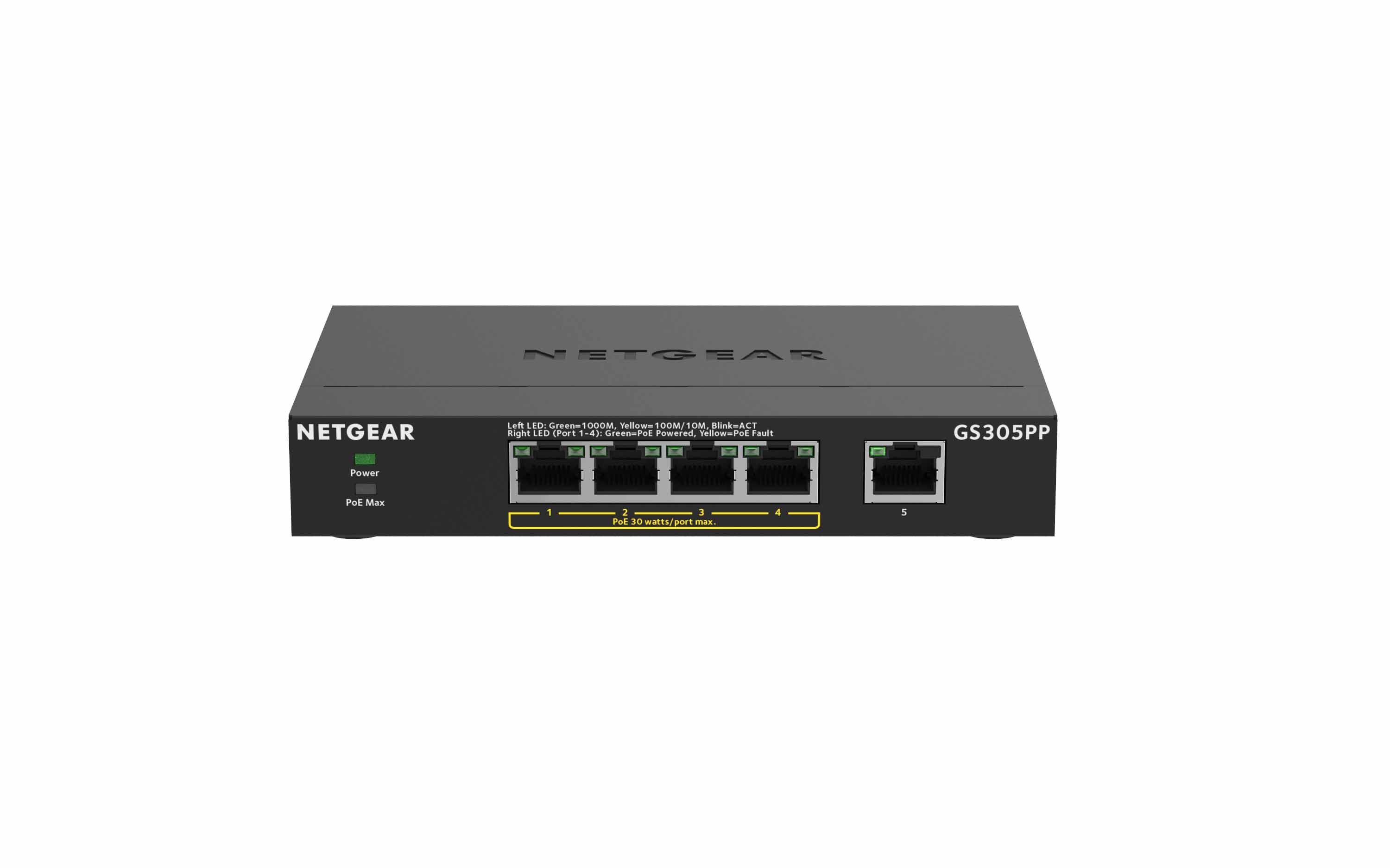 5-port Gigabit Unmanaged Switch w/4 PoE+ (83W), Metal, Fanless