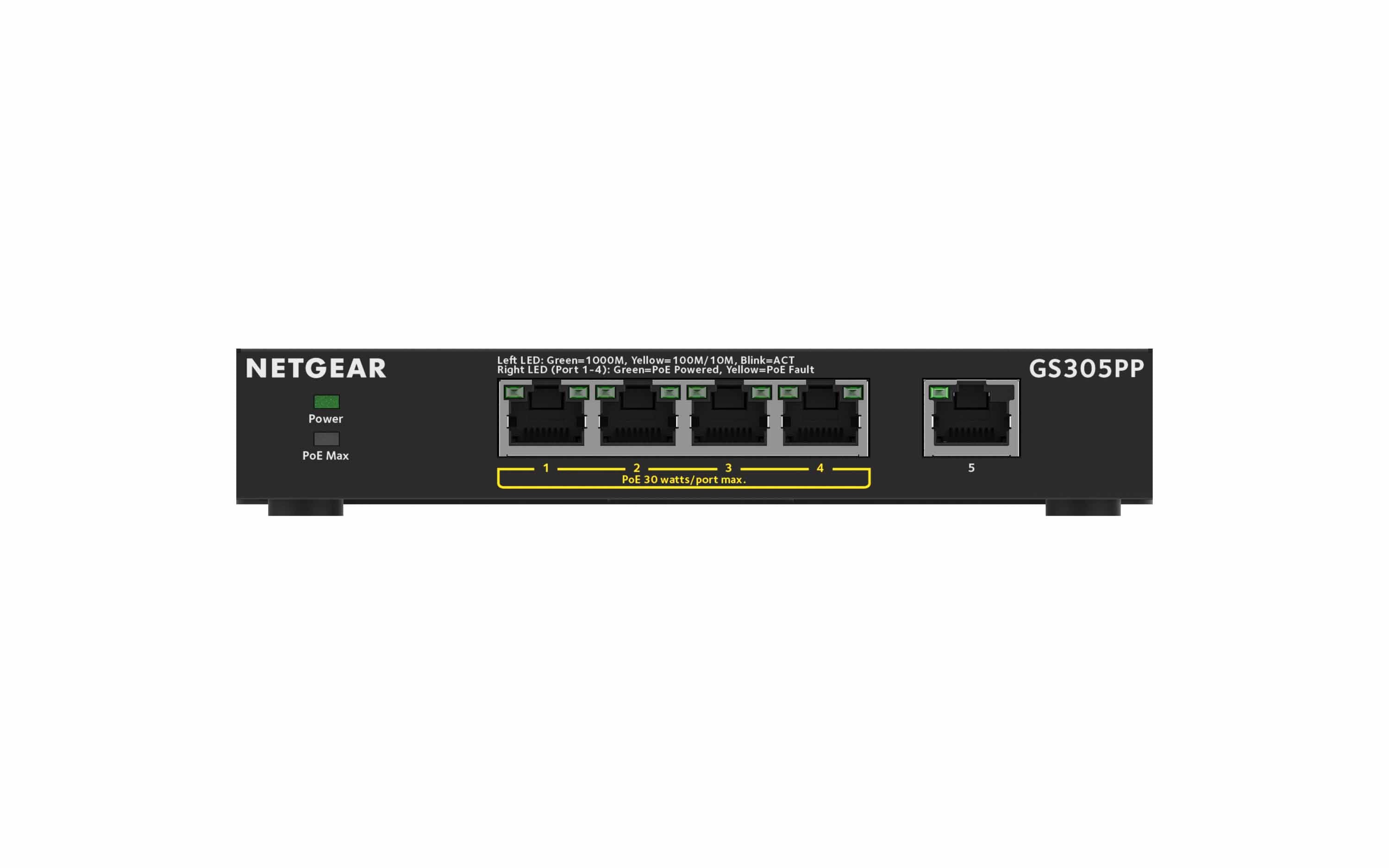 5-port Gigabit Unmanaged Switch w/4 PoE+ (83W), Metal, Fanless