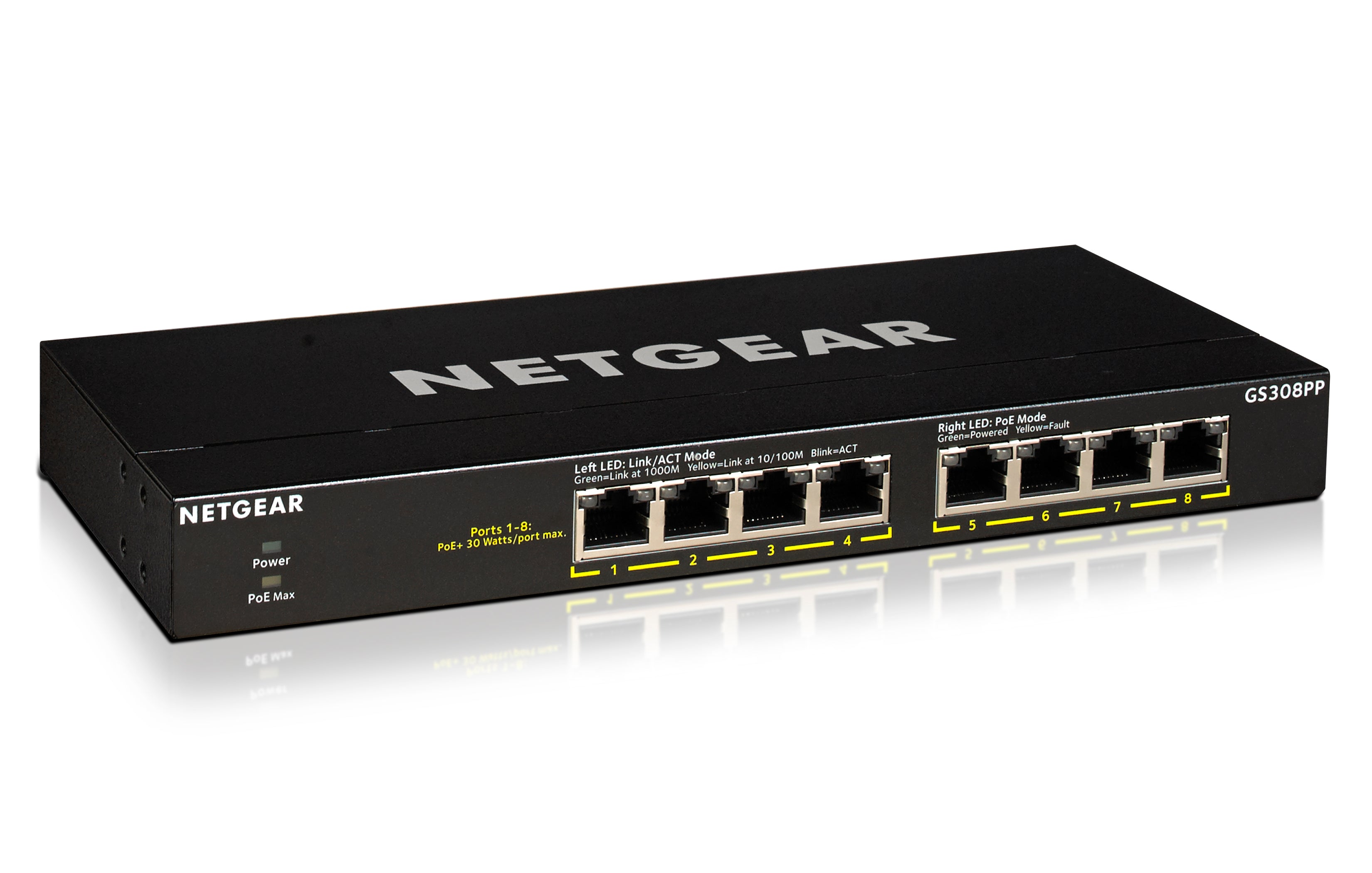 8 port Gigabit Unmanaged Switch w/ 8 PoE+ (83W), Metal, Fanless <DiffServ>