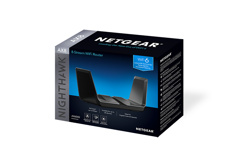 Nighthawk AX8 8-stream AX6000 WiFi 6 Router