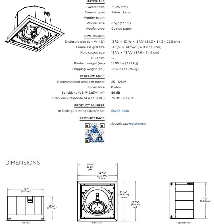 InCeiling Rotating Silver Satellite Speaker (9 SAT) - LINKO SMART TECHNOLOGY LIMITED